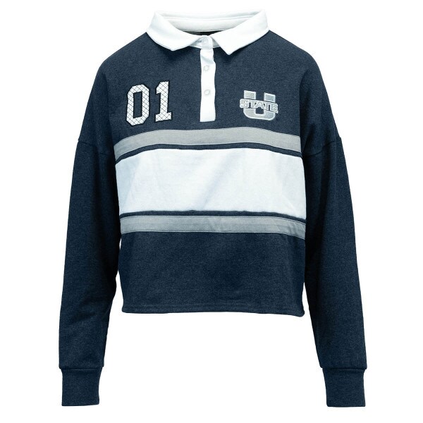 Navy, White, Grey, Women's, 01, U-State, Collared, Long-Sleeve, T-Shirt